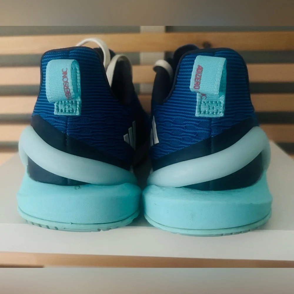 adidas Adizero Cybersonic Sneakers Shoes in White/Flash Aqua-Blue Size 6.5